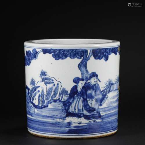 Qing Dynasty Blue and White Pen Holder