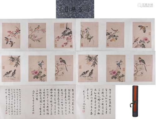 Qing Dynasty Flower and Bird Long Scroll