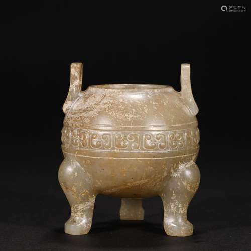 Ming Dynasty or Before Hetian Jade Three-Legged Vessel