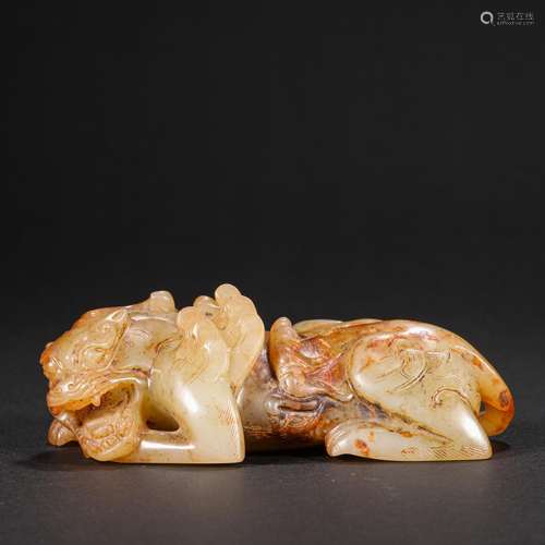 Before Ming Dynasty Hetian Jade Exorcise Evil Beast