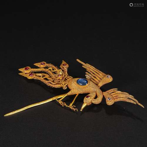 Gold Phoenix Hairpin