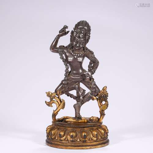 Qing Dynasty Base Bronze Gilt Silver Buddha