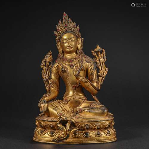 Qing Dynasty Bronze Gilt Buddha Statue