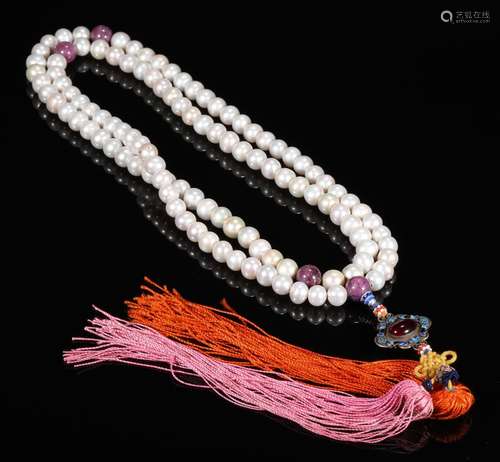 Qing Dynasty,Pearl Buddha Rosary Beads