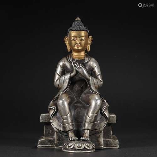 Qing Dynasty Silver Buddha Statue