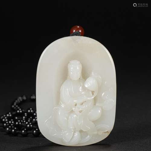 Qing Dynasty,Hetian Jade Buddha Statue Pendant