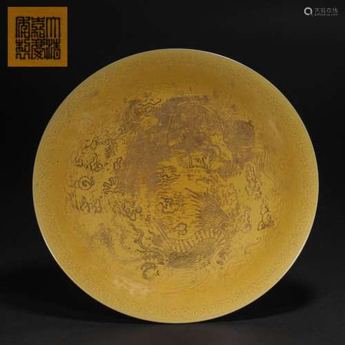 Qing Dynasty,Monochrome Glaze Plate