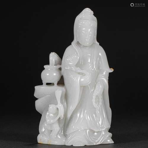 Qing Dynasty ,Hetian Jade Guanyin