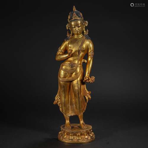 Qing Dynasty,Bronze Gilt Buddha Statue