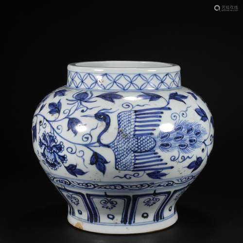 Yuan Blue and White Porcelain Jar