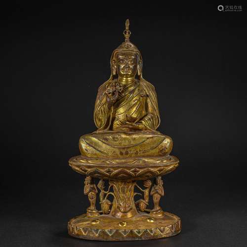 Before Ming Dynasty Bronze Gilt Buddha Statue