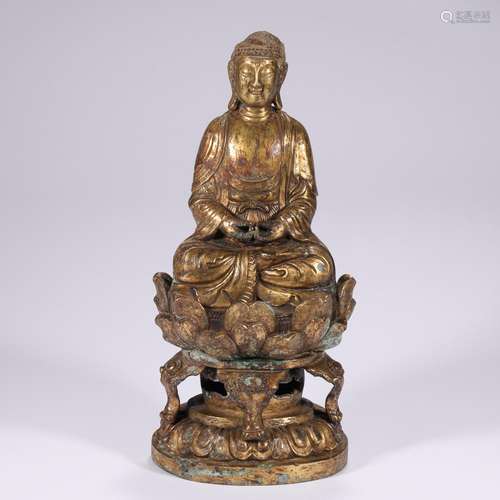 Before Ming Dynasty Bronze Gilt Buddha Statue