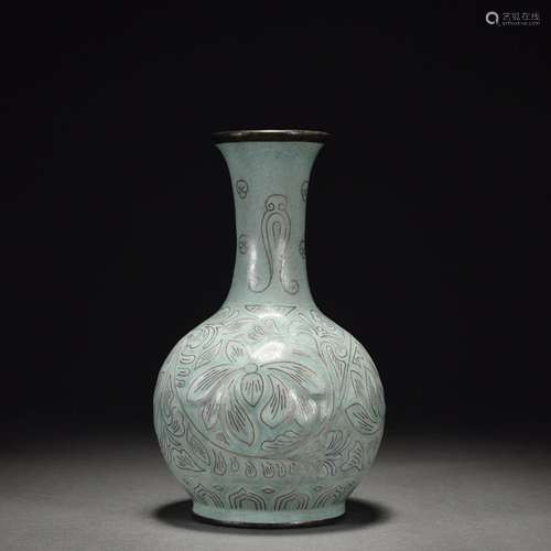 Official kiln clad with silver pinch silver silk vase