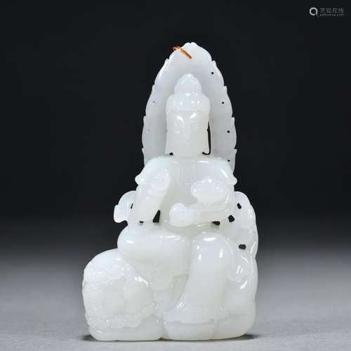 Hetian White Jade Puxian Bodhisattva Ornament