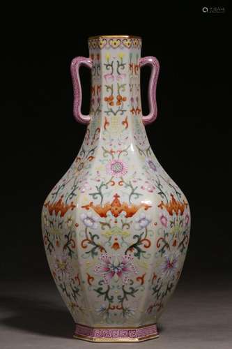 Pastel Fushou Wannian Amphora Hexagonal Bottle