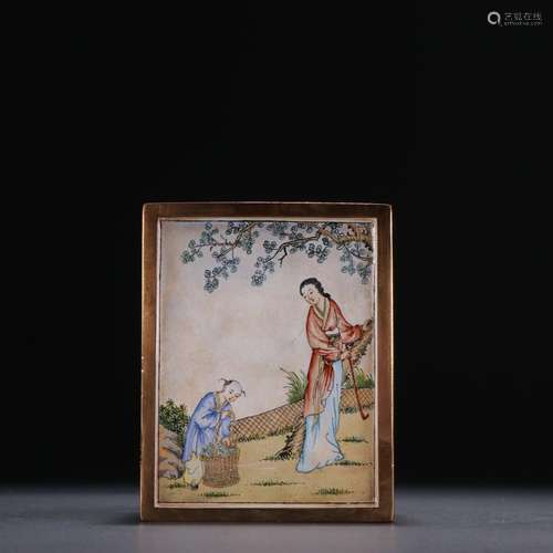 Copper tire painting enamel character story pen holder