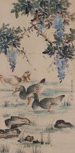 Chen BandingWisteria duck play illustration