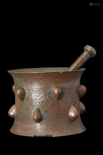 KHORASAN BRONZE DECORATED MORTAR