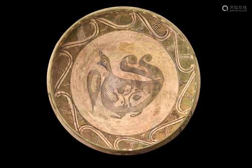 ABBASID POTTERY BOWL WITH A BIRD