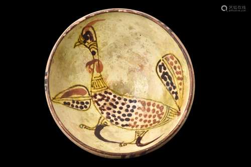 NISHAPUR POTTERY BOWL WITH A BIRD