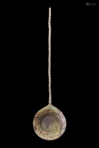 SASANIAN BRONZE SPOON WITH TWISTED HANDLE