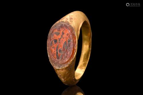 ISLAMIC INTAGLIO IN SASSANIAN GOLD RING