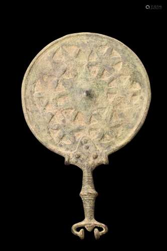 SASANIAN BRONZE MIRROR WITH HANDLE