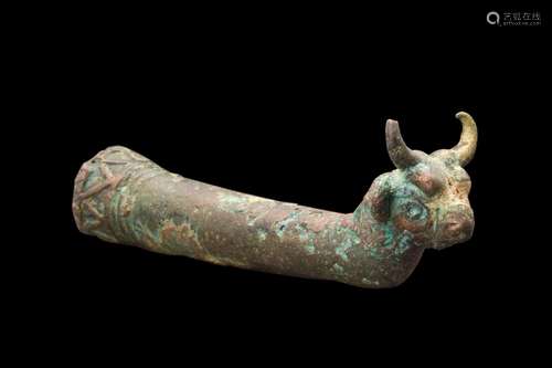 ANCIENT BRONZE BULL RHYTON