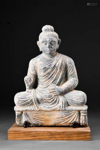 GANDHARAN SCHIST SEATED BUDDHA