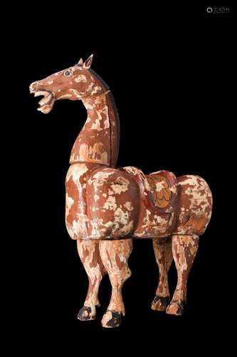 CHINESE WOODEN HORSE IN HAN STYLE