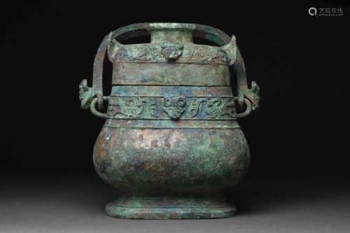 CHINESE WESTERN ZHOU BRONZE RITUAL VESSEL - YOU - XRF TESTED