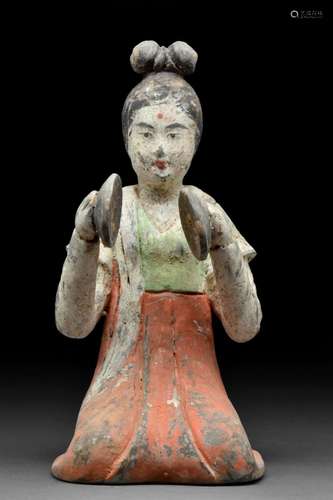 CHINESE TANG DYNASTY TERRACOTTA FEMALE MUSICIAN - TL TESTED