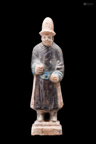 CHINESE MING DYNASTY GLAZED TERRACOTTA ATTENDANT