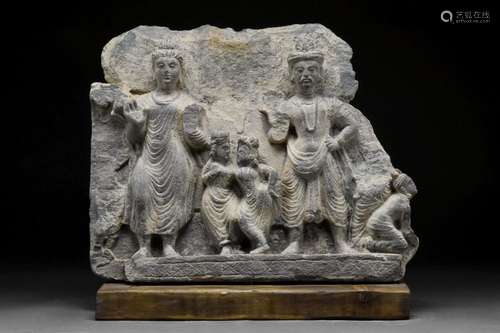 GANDHARAN RELIEF OF TWO BODHISATTVA