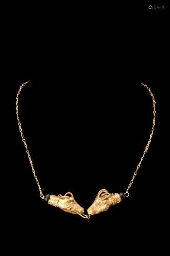 HELLENISTIC GOLD CHAIN WITH RAM HEAD FINIALS