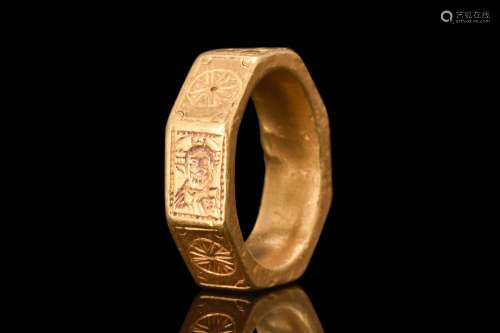 RARE MEDIEVAL GOLD ICONOGRAPHIC RING - WITH REPORT