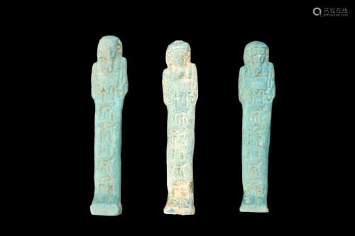 COLLECTION OF THREE EGYPTIAN FAIENCE USHABTIS