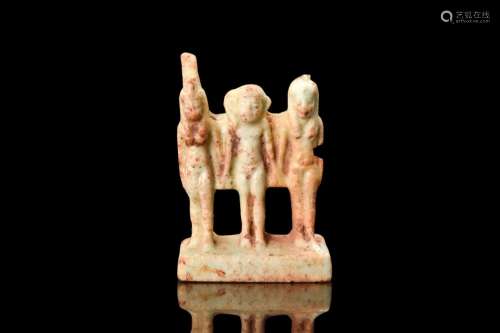 RARE EGYPTIAN FAIENCE AMULET WITH OSIRIAN TRIAD (ISIS, HORUS...