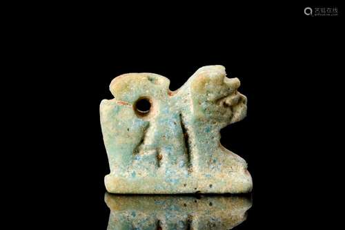 EGYPTIAN FAIENCE RECUMBENT LION AMULET