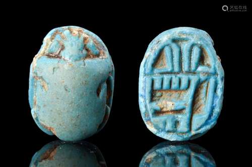 EGYPTIAN GLAZED STEATITE SCARAB