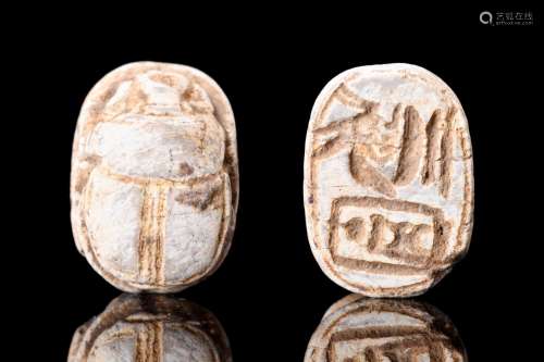 EGYPTIAN STEATITE SCARAB WITH THUTMOSE
