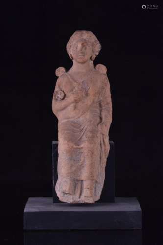 GREEK TERRACOTTA SEATED GODDESS