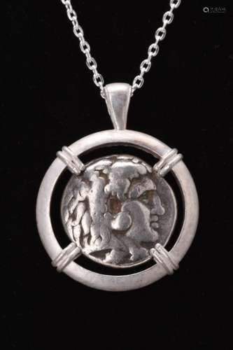 ALEXANDER THE GREAT SILVER TETRADRACHM COIN PENDANT