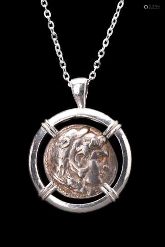 ALEXANDER THE GREAT SILVER TETRADRACHM COIN PENDANT