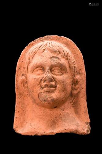 ETRUSCAN POTTERY YOUTHFUL MALE VOTIVE HEAD