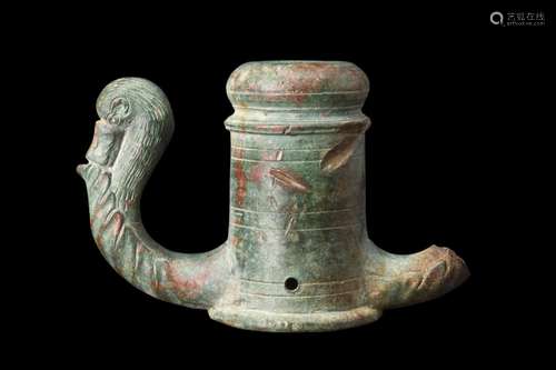 ROMAN BRONZE CHARIOT FITTING WITH SWAN HEAD