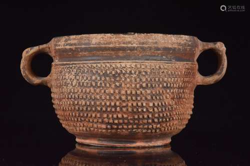 RARE ROMAN POTTERY SKYPHOS