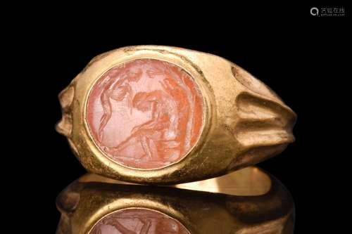 ROMAN INTAGLIO WITH MOURNING SCENE, POSSIBLY ARISTOMENES IN ...