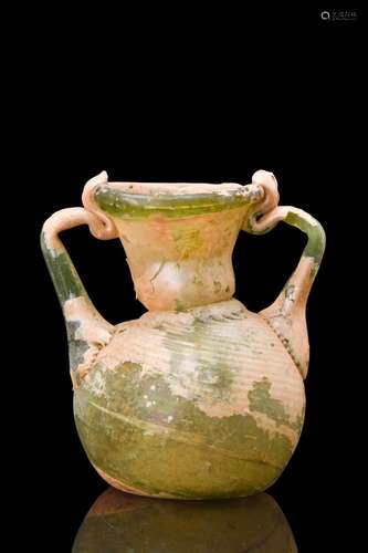 ROMAN GLASS VESSEL WITH HANDLES