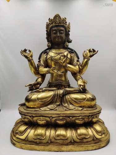 An extraordinary large Chinese bronze figure,Ming Dynasty Pr...